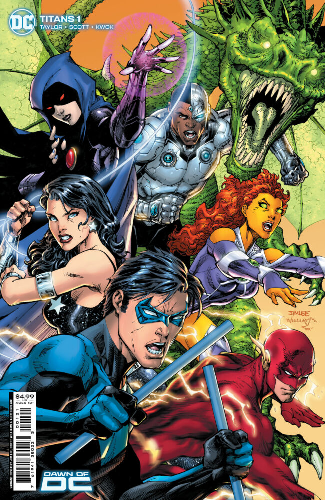 TITANS #1 is written by Tom Taylor, with art by Nicola Scott, Annette Kwok drops the colors, and you will read Wes Abbott's letter work. About the issue: OUT OF THE SHADOWS The Dark Crisis is over, and the Justice League is no more. Now, a new team must rise and protect the Earth…Titans, go! The Teen Titans are ready to grow up. Each member joined as a much younger hero, certain that one day they’d be invited to join the Justice League. But the time has come for them not to join the League…but to replace it! Are the no-longer-teen heroes ready for the big leagues? Danger lurks around every corner as heroes and villains alike challenge the new team before they’ve even begun. Will the DCU ever be the same? Find out in this landmark first issue brought you by the all-star creative team of Tom Taylor (Nightwing, DCeased) and Nicola Scott (Wonder Woman Historia, Earth 2)!