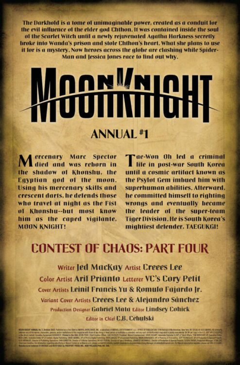 marvel comics exclusive preview moon knight annual contest of chaos