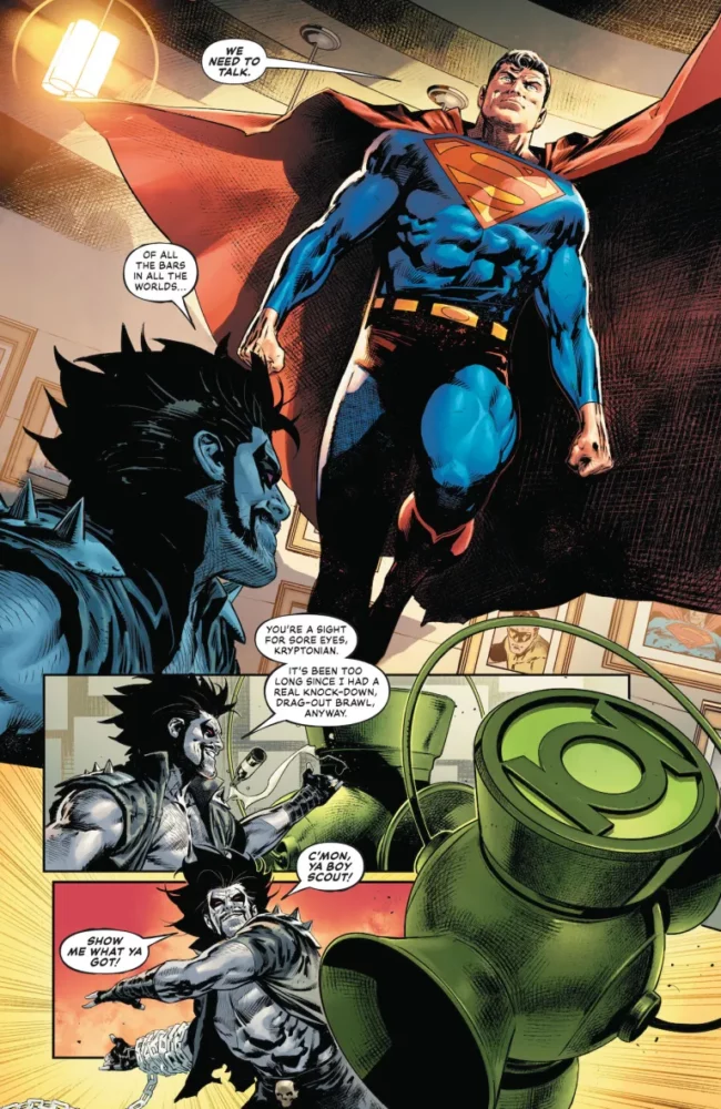 Superman confronting Lobo