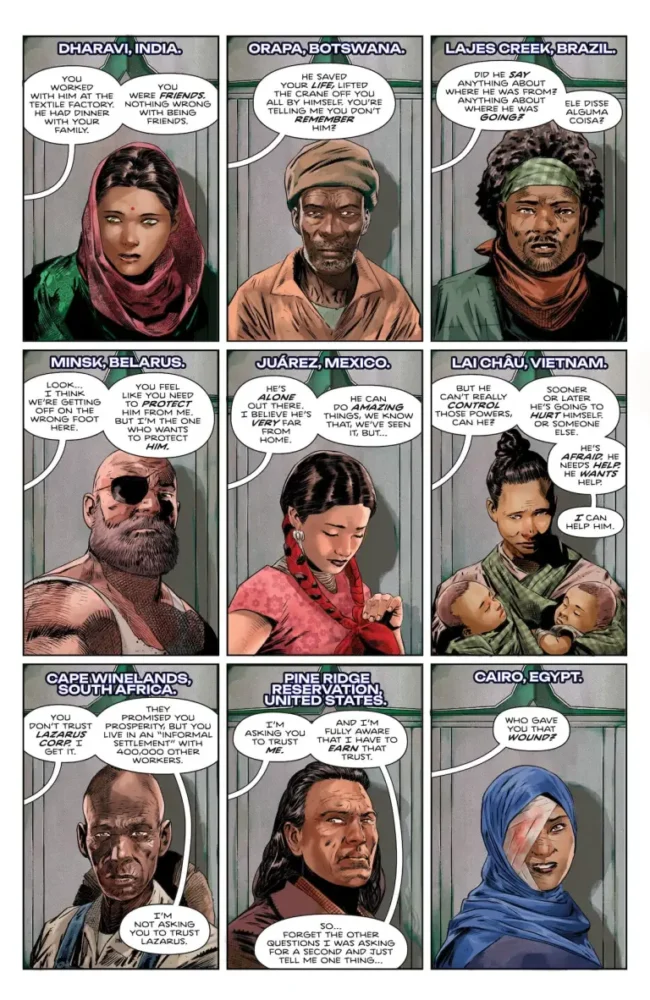 Lois Lane interviews those who have come into contact with Superman