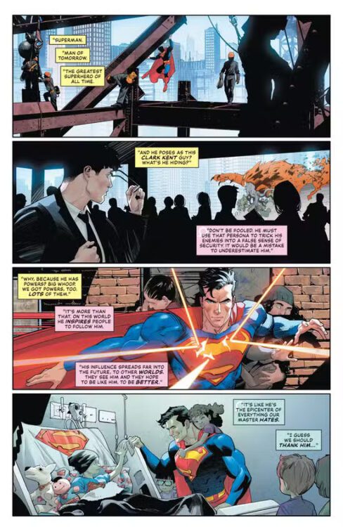 Darkseid's Legion watches Superman.