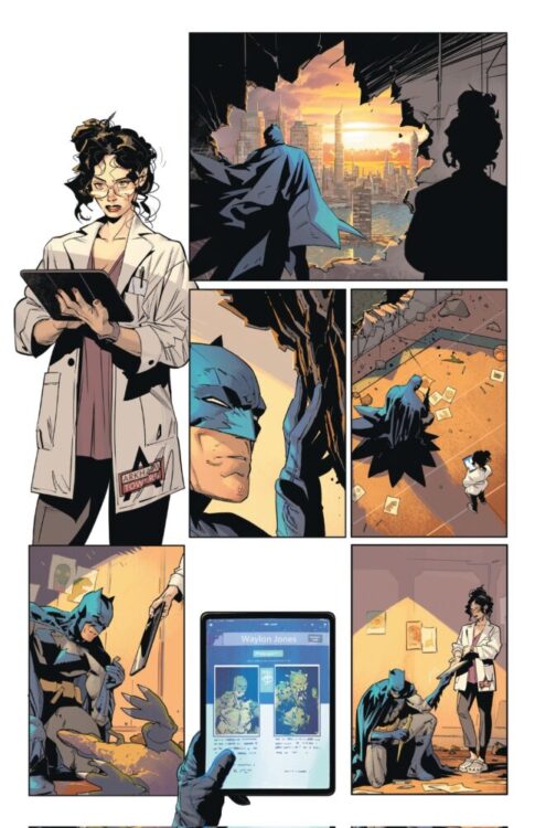 Batman talks to Doctor Zeller about Killer Croc.