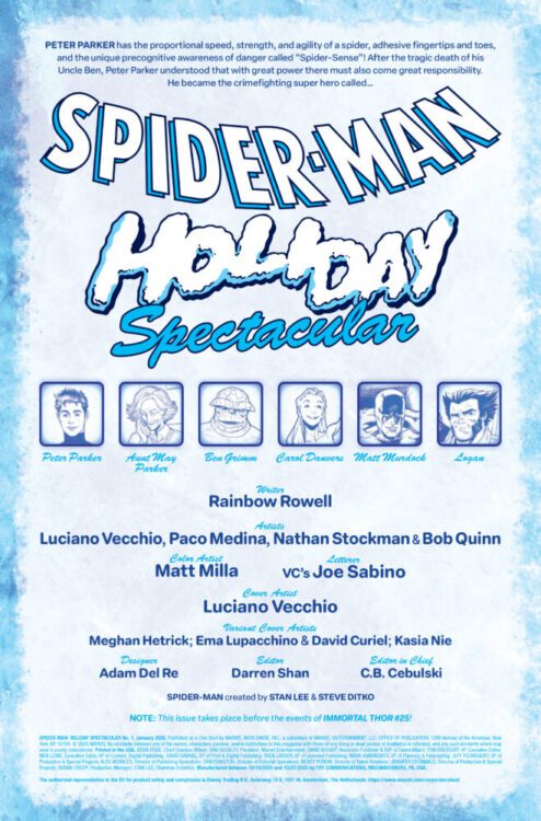 marvel comics exclusive preview spider-man holiday spectacular fantastic four daredevil iron man x-men