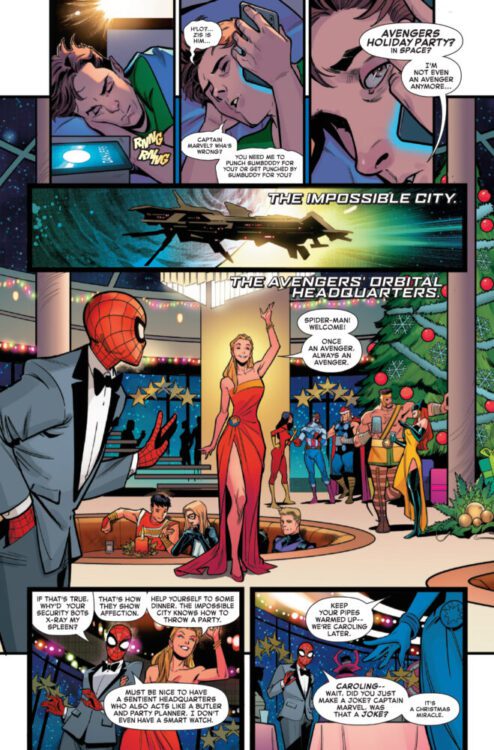 marvel comics exclusive preview spider-man holiday spectacular fantastic four daredevil iron man x-men