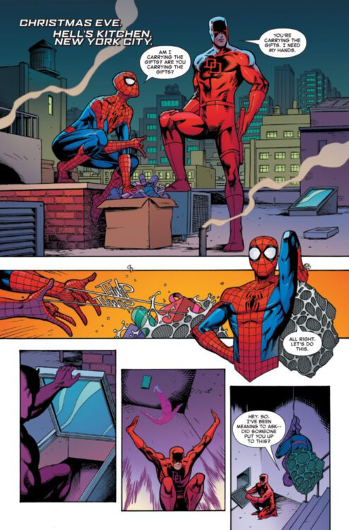 marvel comics exclusive preview spider-man holiday spectacular fantastic four daredevil iron man x-men