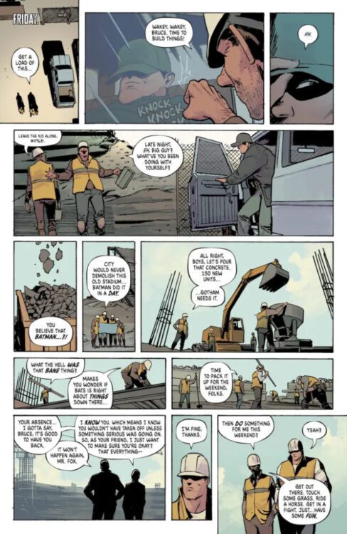 Bruce Wayne returns to work.